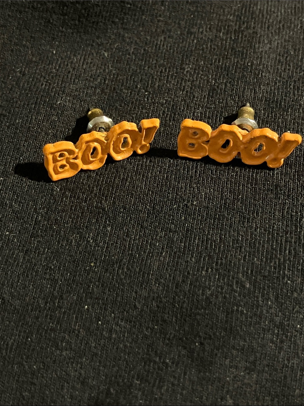 Orange 'BOO' Halloween Stud Earrings - Fun Festive Accent